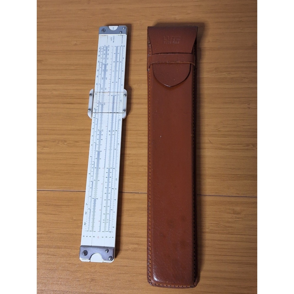 Vintage Lutz No. 102-S Slide Rule & Leather Case Made in Japan